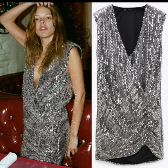 DRAPED SEQUIN DRESS - Picture 7 of 8